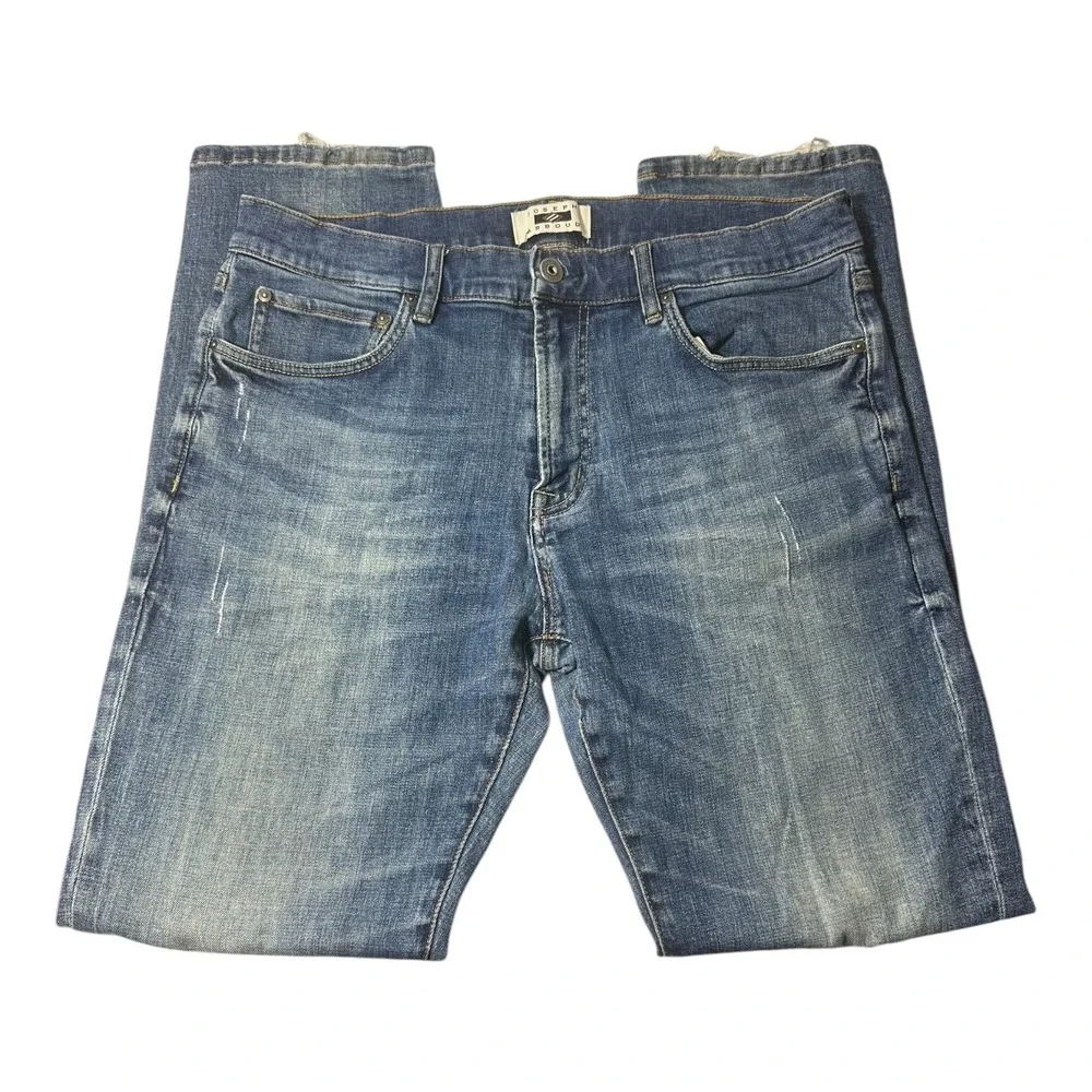 Joseph Abboud Slim Fit Jeans Mens 34x32 Blue Good Distressed Medium Wash Stretch